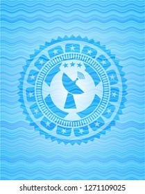 radar icon inside sky blue water style badge.