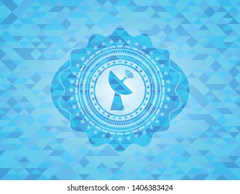 radar icon inside sky blue emblem with mosaic ecological style background