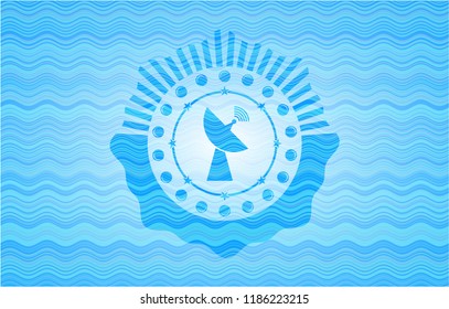 radar icon inside water concept badge.