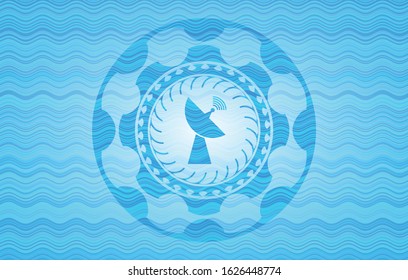 radar icon inside water style badge.