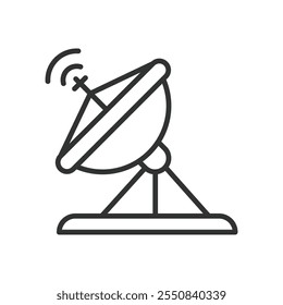 Radar, ícone em design de linha. Radar, sinal, detecção, tela, ondas, antena, tecnologia no vetor de fundo branco. Ícone de traçado editável do radar