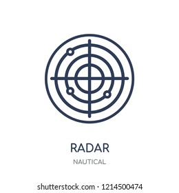 Radar Icon. Radar Linear Symbol Design From Nautical Collection. Simple Outline Element Vector Illustration On White Background.