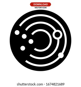 Icono de radar o logotipo símbolo de signo aislado Ilustración vectorial - Iconos vectoriales de estilo negro de alta calidad
