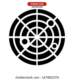 Icono de radar o logotipo símbolo de signo aislado Ilustración vectorial - Iconos vectoriales de estilo negro de alta calidad
