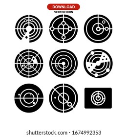 Icono de radar o logotipo símbolo de signo aislado Ilustración vectorial - Colección de iconos vectoriales de estilo negro de alta calidad
