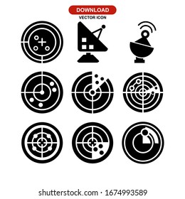 Icono de radar o logotipo símbolo de signo aislado Ilustración vectorial - Colección de iconos vectoriales de estilo negro de alta calidad
