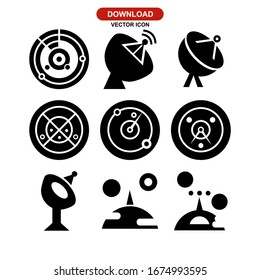 Icono de radar o logotipo símbolo de signo aislado Ilustración vectorial - Colección de iconos vectoriales de estilo negro de alta calidad
