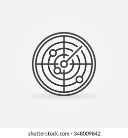 Radar icon or logo - vector outline sonar symbol