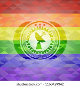 radar icon on mosaic background with the colors of the LGBT flag