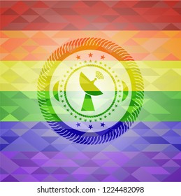 radar icon on mosaic background with the colors of the LGBT flag
