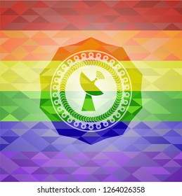 radar icon on mosaic background with the colors of the LGBT flag