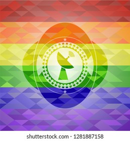 radar icon on mosaic background with the colors of the LGBT flag