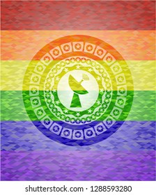 radar icon on mosaic background with the colors of the LGBT flag