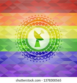 radar icon on mosaic background with the colors of the LGBT flag