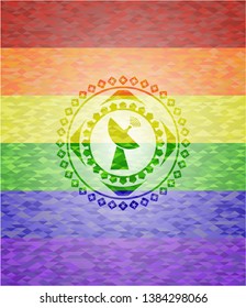 radar icon on mosaic background with the colors of the LGBT flag