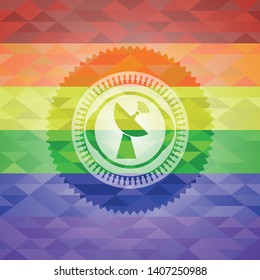 radar icon on mosaic background with the colors of the LGBT flag
