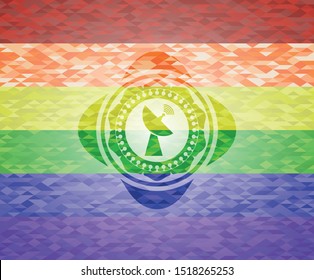 radar icon on mosaic background with the colors of the LGBT flag