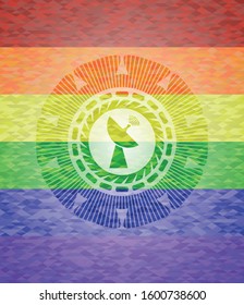 radar icon on mosaic background with the colors of the LGBT flag