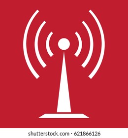 Radar icon on red background
