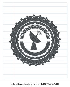 radar icon with pencil strokes. Vector Illustration. Detailed.