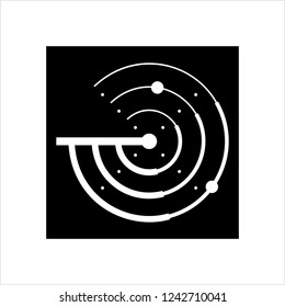 Radar Icon, Radio Waves Detection System Vector Art Illustration