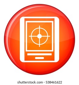 Radar icon in red circle isolated on white background vector illustration
