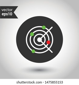 Radar icon. Radar search flat sign. Round icon design. Military radar