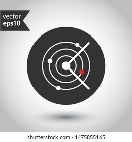 Radar icon. Radar search flat sign. Round icon design. Military radar