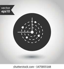 Radar icon. Radar search flat sign. Round icon design. Military radar