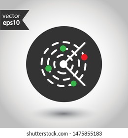 Radar icon. Radar search flat sign. Round icon design. Military radar