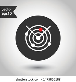 Radar icon. Radar search flat sign. Round icon design. Military radar