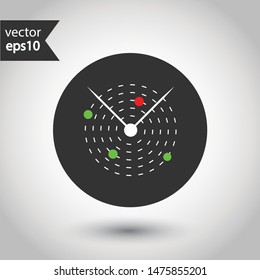 Radar icon. Radar search flat sign. Round icon design. Military radar