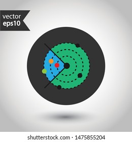 Radar icon. Radar search flat sign. Round icon design. Military radar