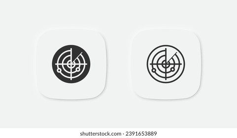 Radar icon. Security scan sign. Range detection symbol. Vector isolated sign.