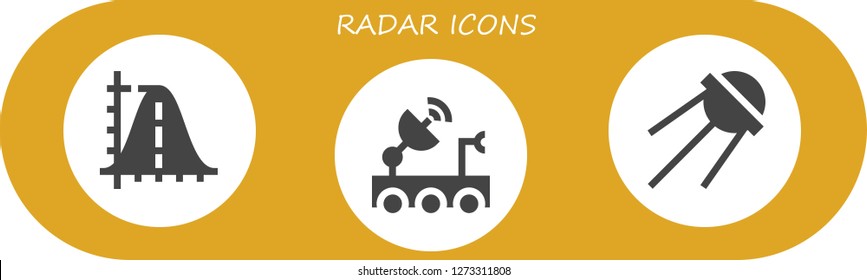  radar icon set. 3 filled radar icons. Simple modern icons about  - Parabola, Satellite dish, Sputnik