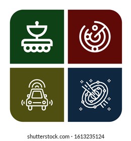 radar icon set. Collection of Antenna, Radar, Autonomous car, Space icons