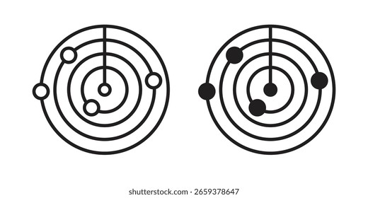 Radar-Symbol-Set, Linie und schwarzen Glyphe-Stil für Lebensmittel-App-Website.