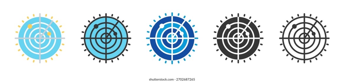 radar icon set multi style various collection