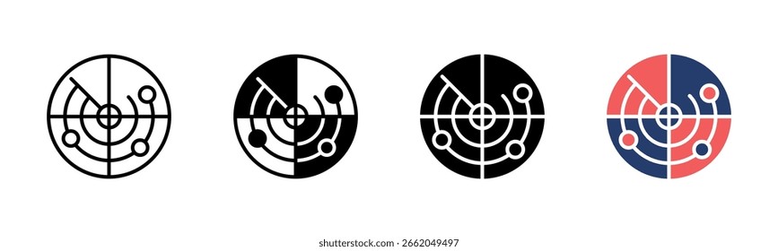 Coleção de estilos múltiplos de folha de ícones de radar