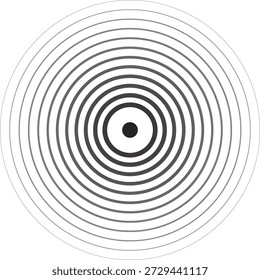 Radarsymbol. Symbol für Sonar-Schallwellen. Signal konzentrische Kreise. Sonarwelle und Echolot