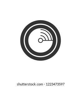 Radar icon in thick outline style. Black and white monochrome vector illustration.