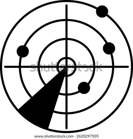 Radar Icon for Tracking and Navigation Systems. Radar Screen with Target Blips Isolated on a Transparent Background