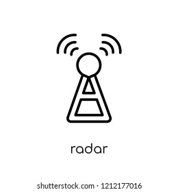 Radar icon. Trendy modern flat linear vector Radar icon on white background from thin line Nautical collection, editable outline stroke vector illustration