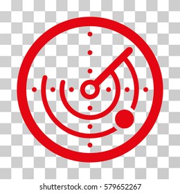 Radar icon. Vector illustration style is flat iconic symbol, red color, transparent background. Designed for web and software interfaces.