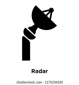 Radar icon vector isolated on white background, logo concept of Radar sign on transparent background, filled black symbol