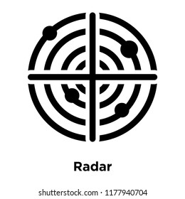Radar icon vector isolated on white background, logo concept of Radar sign on transparent background, filled black symbol