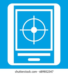 Radar icon white isolated on blue background vector illustration