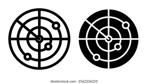 Radar Icons pack in outlined and flat versions