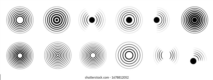 Radar icons set. Collection sonar sound waves. Radar icon. Sonar wave sign. Big set on the white background - stock vector.