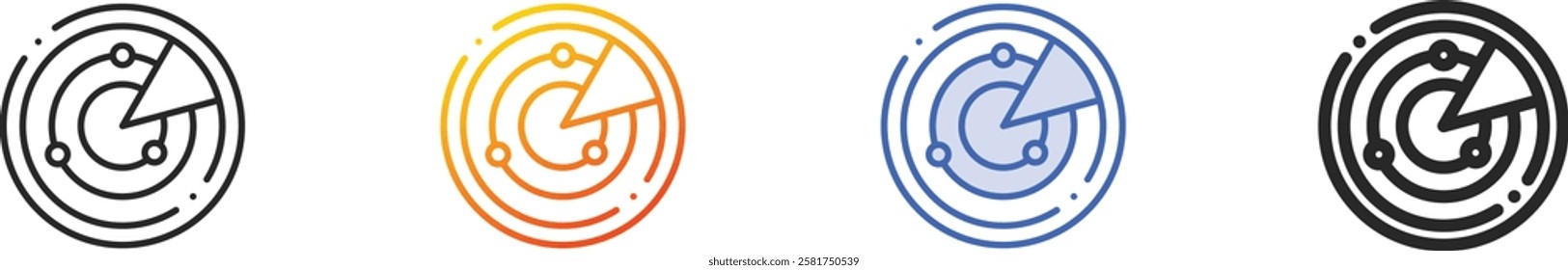 radar icon.Thin Linear, Gradient, Blue Stroke and bold Style Design Isolated On White Background